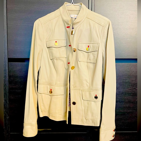 NWT Tory Burch beige leather jacket - Picture 1 of 6